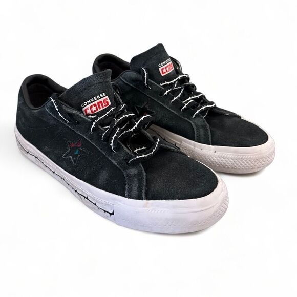 Converse One Star Pro Roses A01579C Black‎ Red Suede Skateboard size 5.5 mens - Picture 1 of 11